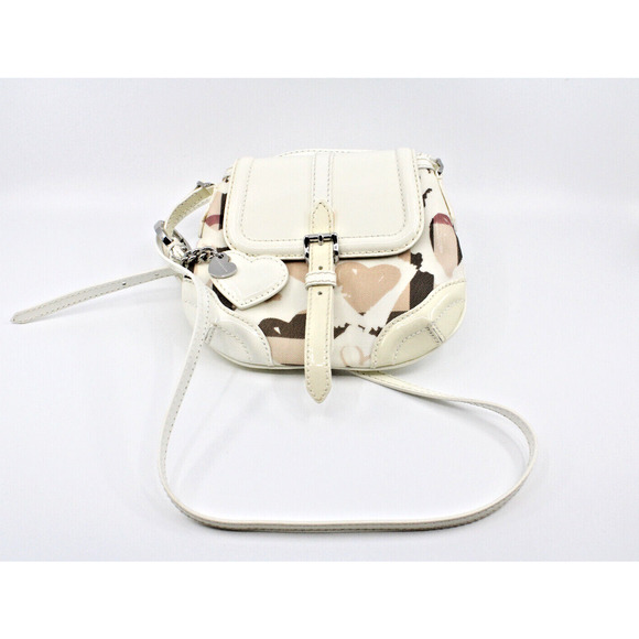 C5 Auth BURBERRY Patent White Heart Supernova Check XS Aspley Crossbody Bag - Picture 1 of 7